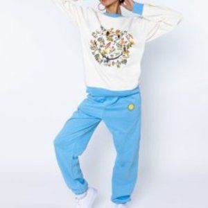 BSR X Smiley Fantastic Mushrooms Sweatpants Light Blue Size XL NEW